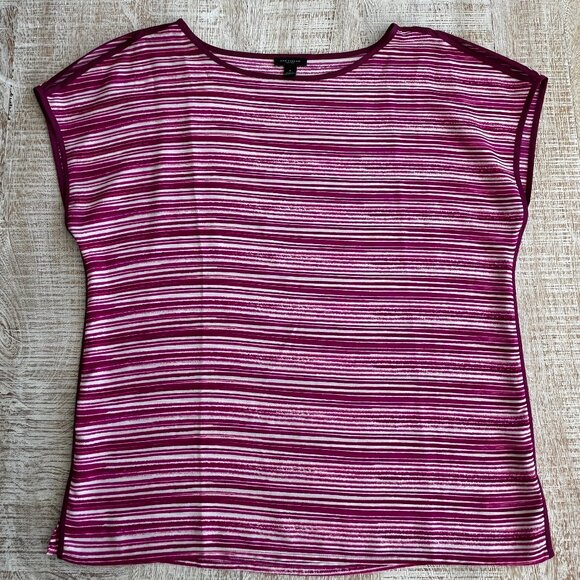 Ann Taylor Purple Pink Striped Top Shirt Blouse Size 4 or a Small/Medium - Picture 1 of 10